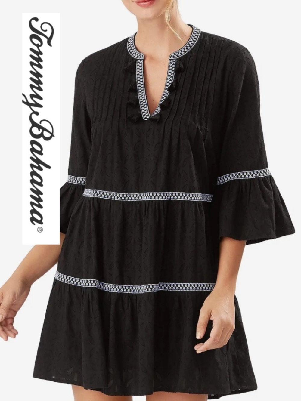Tommy Bahama Cotton Clip tier dress, M, CB2777